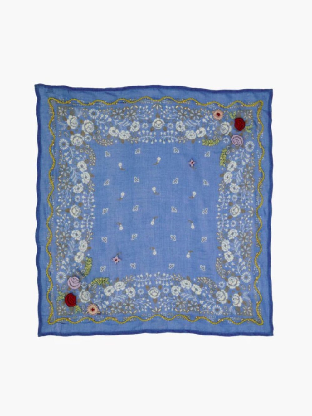 Chan Luu Granada Sky Blue Embroidered Bandana Scarf